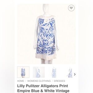 alligator crocodile print empire blue dress